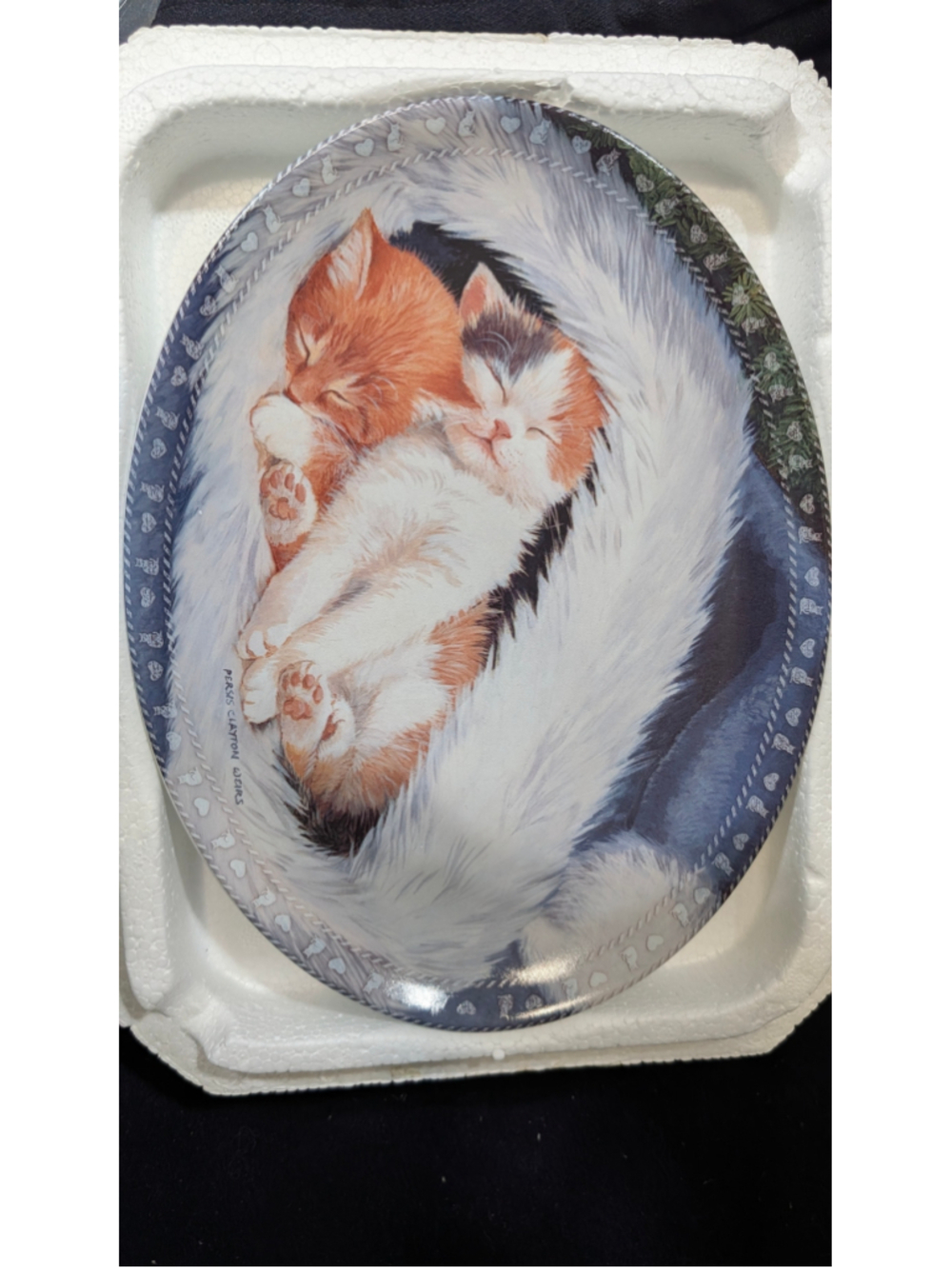 Hat Naps" collector plate from the "Kitty Comforts" collection by artist Persis